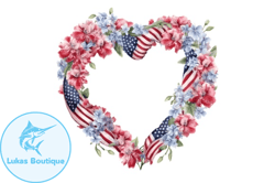 watercolor 4th of july wreath heart design 11