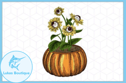 vintage flower surfer pumpkin scary png design 133