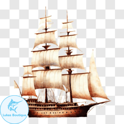 vintage sailing ship at sea png design 147