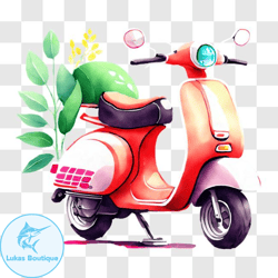vintage pink motor scooter with sidecar in black and white png design 155