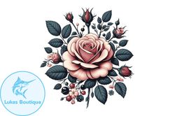 classic winter rose flower clipart design 159