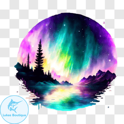 stunning picture of aurora borealis reflection on calm lake png design 215