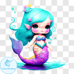 beautiful blue haired mermaid in the water png design 219
