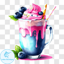 delicious blueberry milkshake with whipped cream png design 221