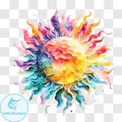 colorful sun art with watercolor patterns png design 225
