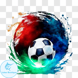 vibrant soccer ball with colorful paint splashes png design 226