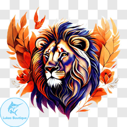 vibrant lion with colorful mane and surroundings png design 232