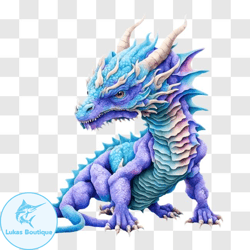 blue dragon with purple spikes   stock photo png design 233