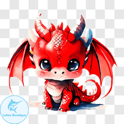 cute red dragon with wings and crown png design 234