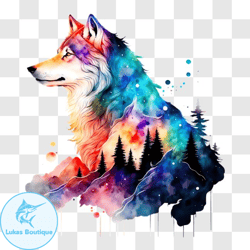 colorful wolf painting for personalizing electronic devices png design 241