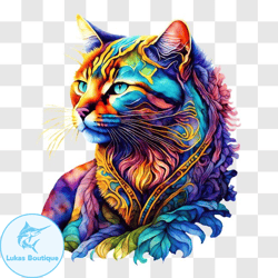 colorful cat artwork or painting png design 244