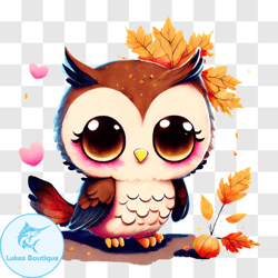 adorable owl on fall leaves png design 243