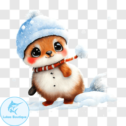 adorable winter dressed squirrel in the snow png design 251