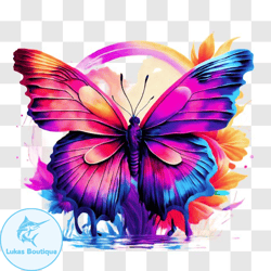 vibrant butterfly on watercolor flower png design 254