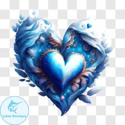 intricate blue ice heart with frost and snowflakes png design 255