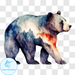 vibrant bear painting with colorful background png design 256