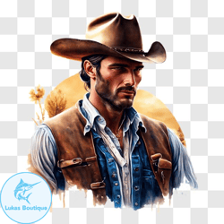 cowboy man poses in western attire png design 276