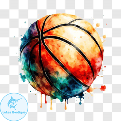 colorful watercolor basketball ball for sports and decor png design 285