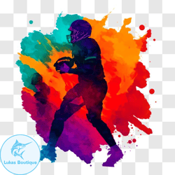 football player running with ball in colorful paint background png2 design 289