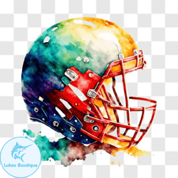 unique and creative football helmet with colorful watercolor design png design 298