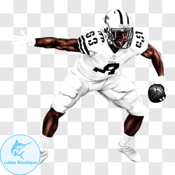 black and white illustration of american football player png design 301