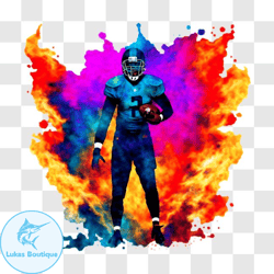 colorful football player with smoke and flames png design 312