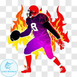 fiery american football player png design 314