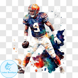 football player painting with cleveland browns uniform png design 322