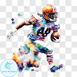 cleveland browns football player with watercolor splashes png design 324