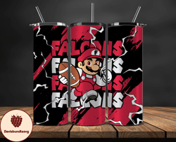 atlanta falcons tumbler wrap, mario tumbler wrap, nfl logo png, tumbler designs, nfl football png, design by davisbundle