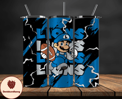 detroit lions tumbler wrap, mario tumbler wrap, nfl logo png, tumbler designs, nfl football png, design by davisbundlesv