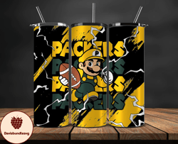 green bay packers tumbler wrap, mario tumbler wrap, nfl logo png, tumbler designs, nfl football png, design by davisbund