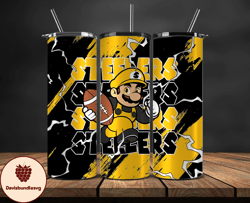 pittsburgh steelers tumbler wrap, mario tumbler wrap, nfl logo png, tumbler designs, nfl football png, design by davisbu