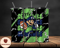 seattle seahawks tumbler wrap, mario tumbler wrap, nfl logo png, tumbler designs, nfl football png, design by davisbundl