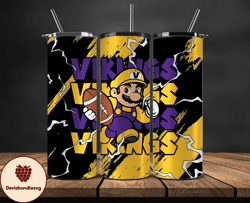 minnesota vikings tumbler wrap, mario tumbler wrap, nfl logo png, tumbler designs, nfl football png, design by davisbund