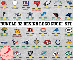 Bundle 32 design logo Gucci NFL, NFL Logo, Nfl Logo Team,Nfl Png, Nfl SVG, NFL  Design 11