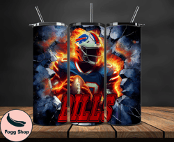 buffalo bills tumbler wrap, crack hole design, logo nfl football, sports tumbler png, tumbler design 04