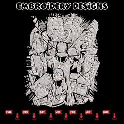 akatsuki poster embroidery design, naruto embroidery, embroidery file, anime embroidery, anime shirt, digital download