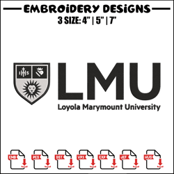 loyola marymount logo embroidery design, ncaa embroidery, sport embroidery,logo sport embroidery,embroidery design