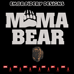 mama bear sport embroidery design, ncaa embroidery, sport embroidery, embroidery design,logo sport embroidery