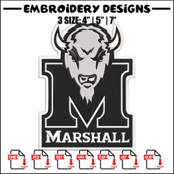 marshall herd logo embroidery design, ncaa embroidery, sport embroidery, embroidery design,logo sport embroidery