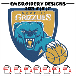 memphis grizzlies logo embroidery design, nba embroidery,sport embroidery, embroidery design, logo sport embroidery