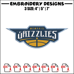 memphis grizzlies logo embroidery design, nba embroidery,sport embroidery, embroidery design,logo sport embroidery