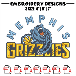 memphis grizzlies logo embroidery design, nba embroidery,sport embroidery,embroidery design, logo sport embroidery.