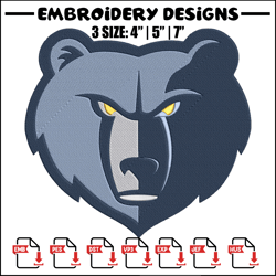 memphis grizzlies mascot embroidery design, nba embroidery, sport embroidery,embroidery design, logo sport embroidery