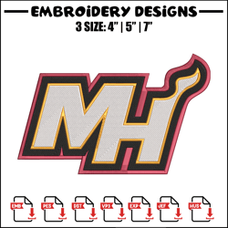 miami heat logo embroidery design, nba embroidery,sport embroidery, embroidery design , logo sport embroidery.