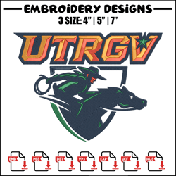 utrgv vaqueros logo embroidery design, ncaa embroidery, sport embroidery,logo sport embroidery,embroidery design