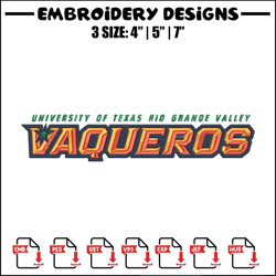 utrgv vaqueros logo embroidery design,ncaa embroidery,sport embroidery,logo sport embroidery,embroidery design.