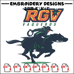 utrgv vaqueros poster embroidery design,ncaa embroidery, embroidery design, logo sport embroidery, sport embroidery.