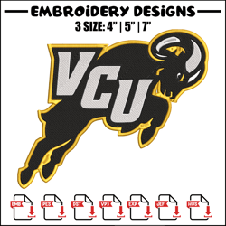 vcu rams logo embroidery design, ncaa embroidery,sport embroidery, logo sport embroidery, embroidery design